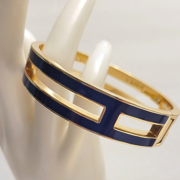 J. Crew Jewelry - J. Crew Navy Blue/Gold Bangle Bracelet